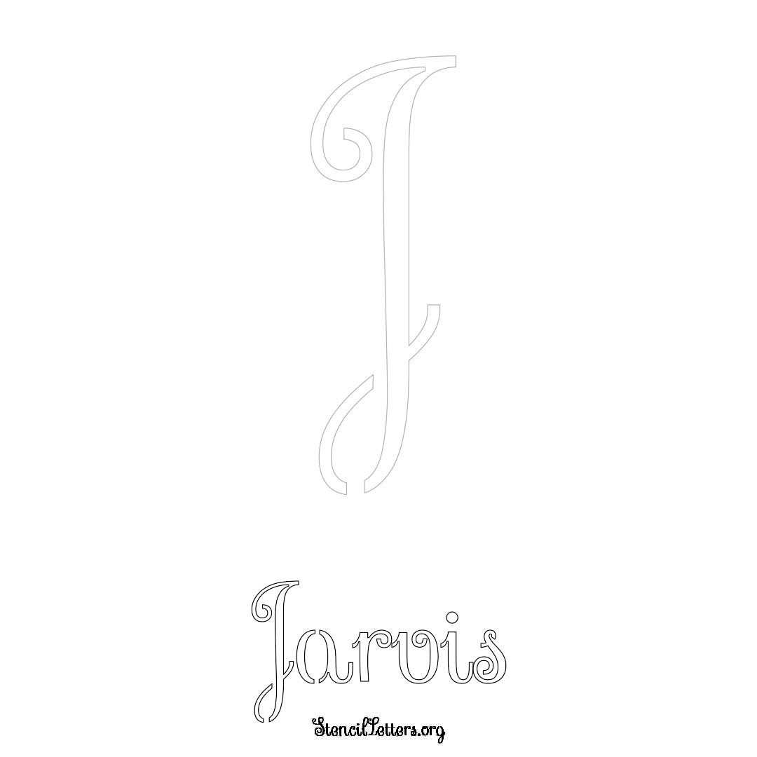 Jarvis printable name initial stencil in Ornamental Cursive Lettering