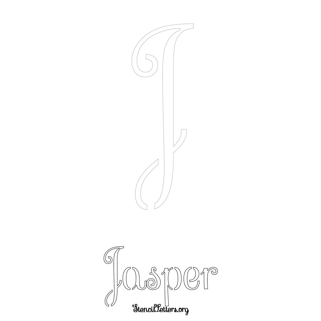 Jasper printable name initial stencil in Ornamental Cursive Lettering