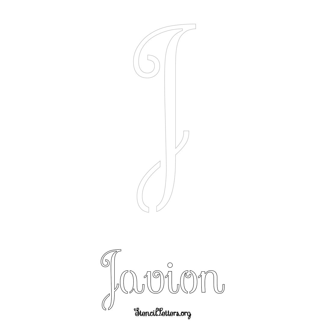 Javion printable name initial stencil in Ornamental Cursive Lettering