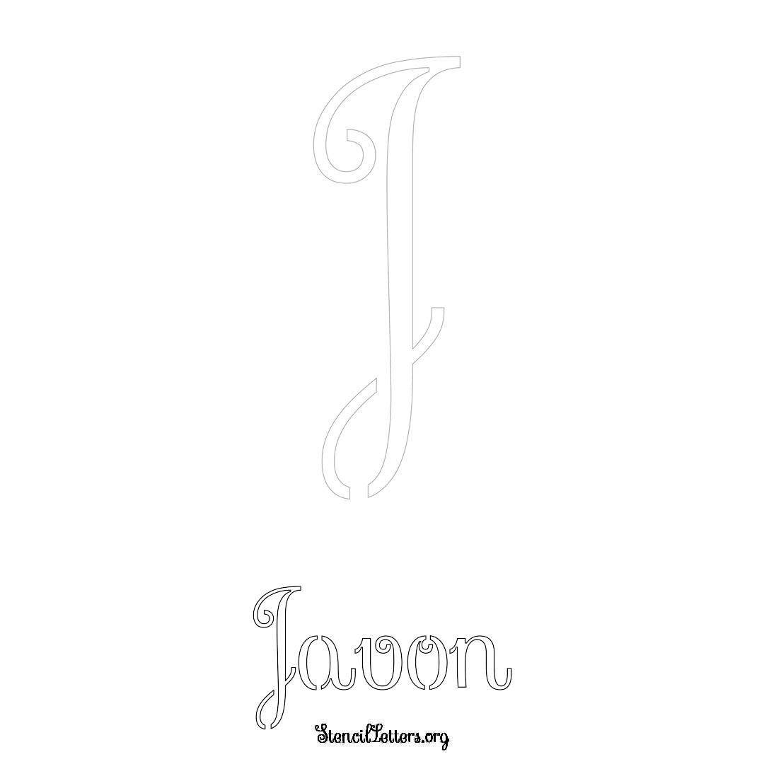 Javon printable name initial stencil in Ornamental Cursive Lettering