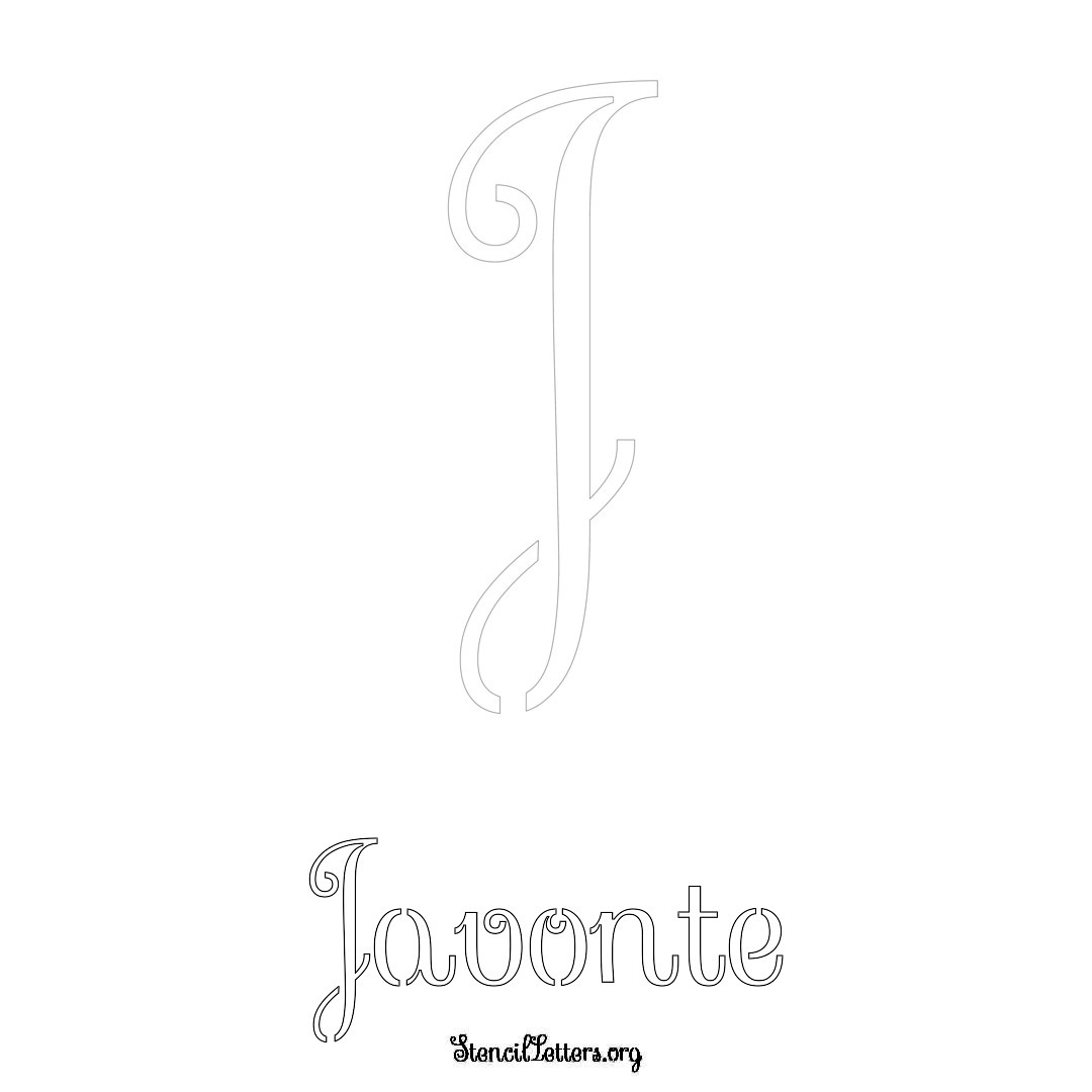 Javonte printable name initial stencil in Ornamental Cursive Lettering