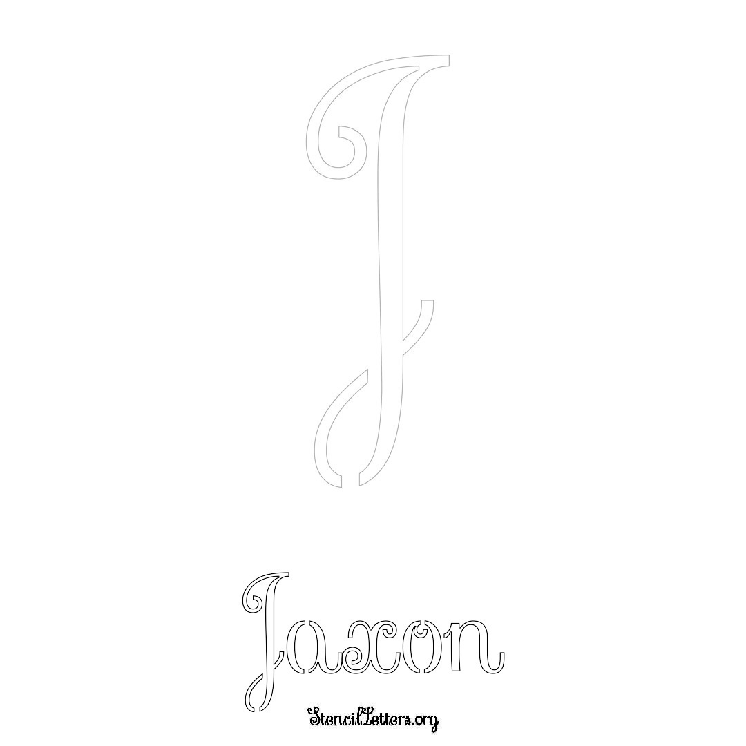 Jaxon printable name initial stencil in Ornamental Cursive Lettering