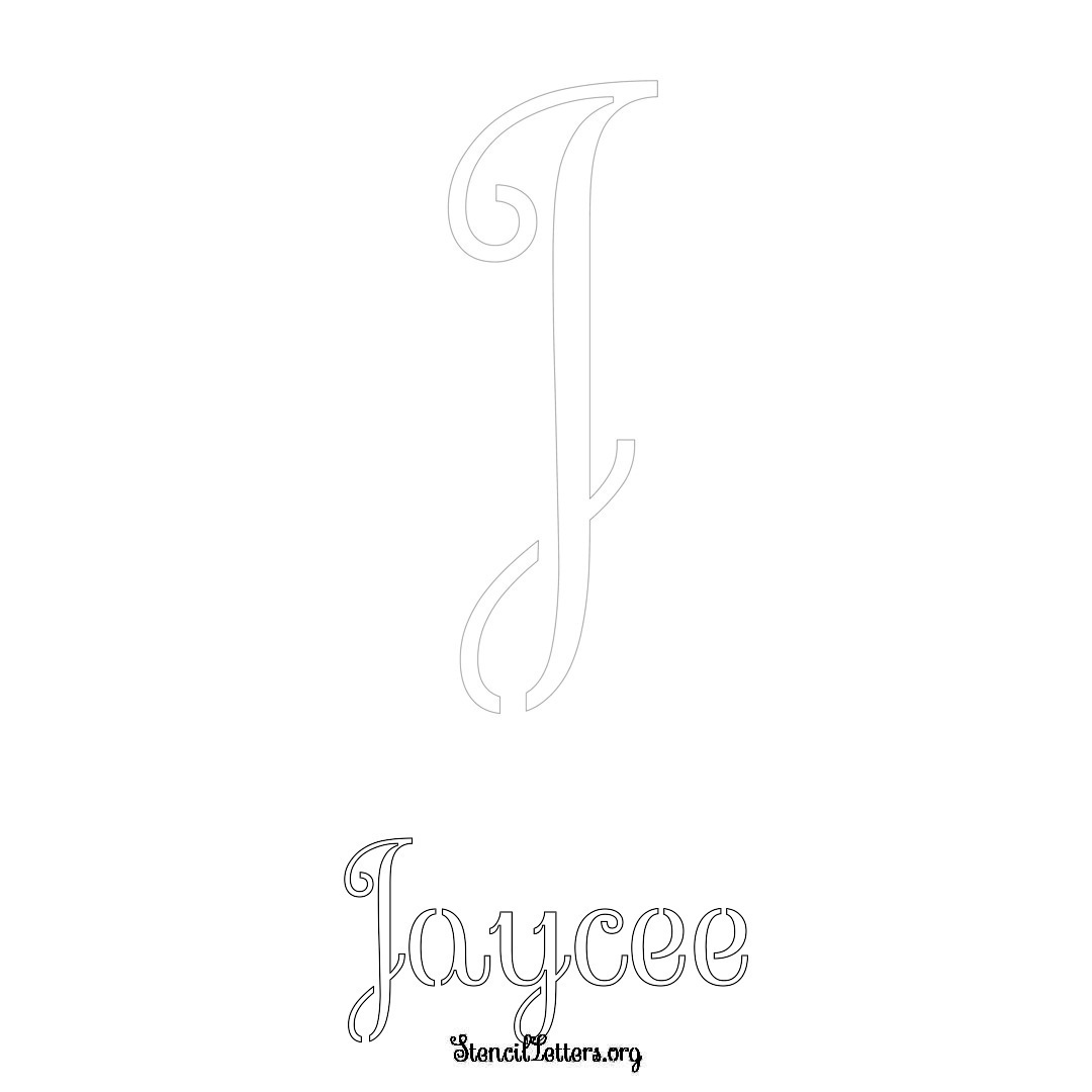 Jaycee printable name initial stencil in Ornamental Cursive Lettering