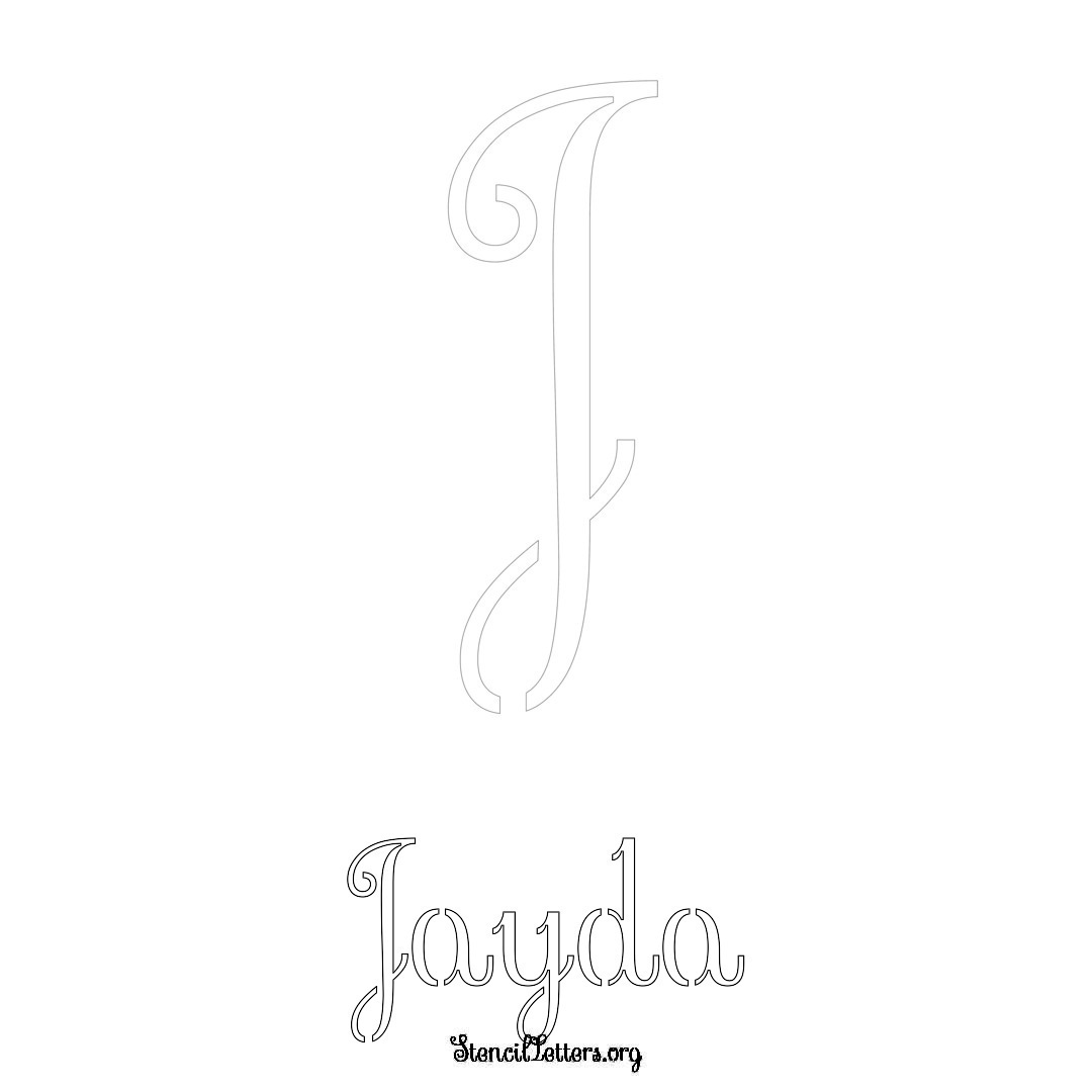 Jayda printable name initial stencil in Ornamental Cursive Lettering