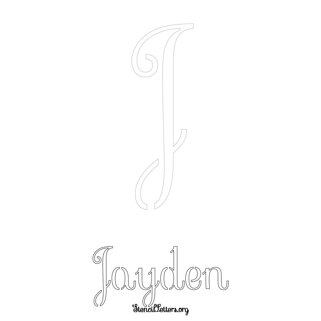 Jayden printable name initial stencil in Ornamental Cursive Lettering