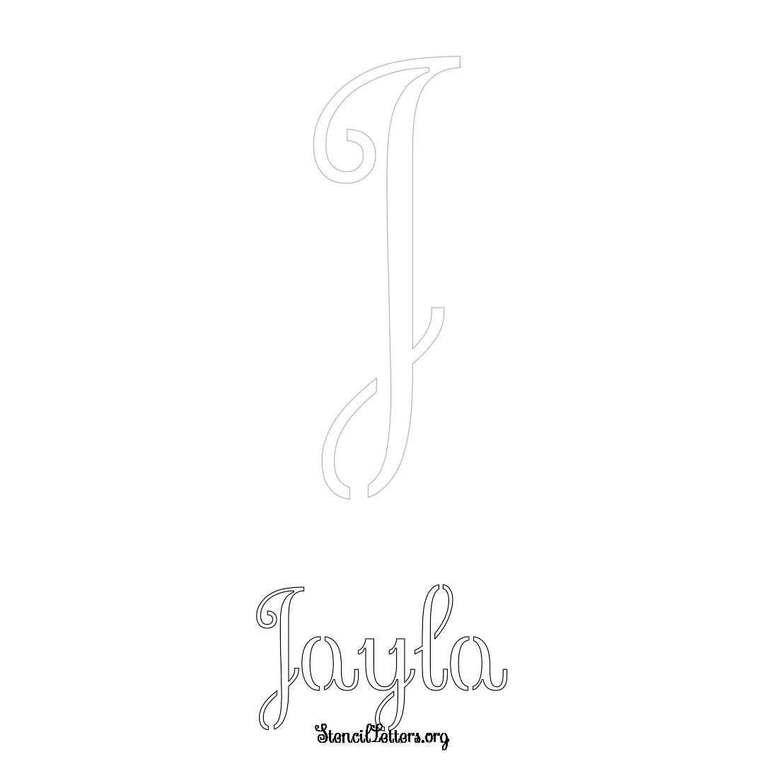 Jayla printable name initial stencil in Ornamental Cursive Lettering