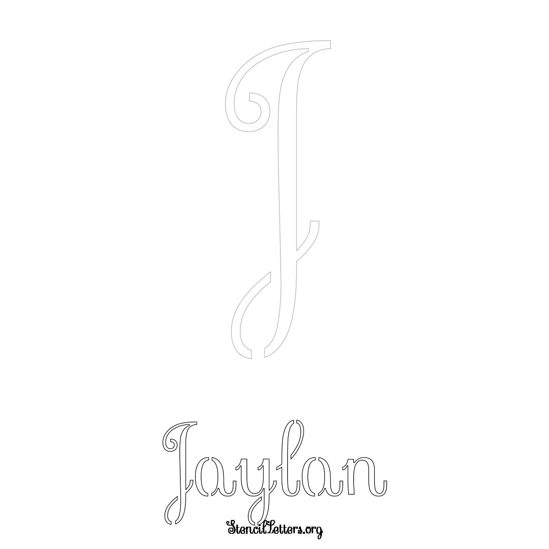 Jaylan printable name initial stencil in Ornamental Cursive Lettering
