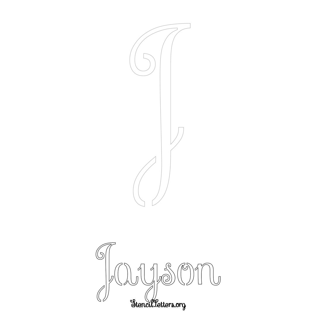 Jayson printable name initial stencil in Ornamental Cursive Lettering