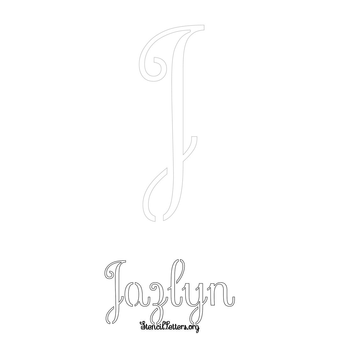 Jazlyn printable name initial stencil in Ornamental Cursive Lettering