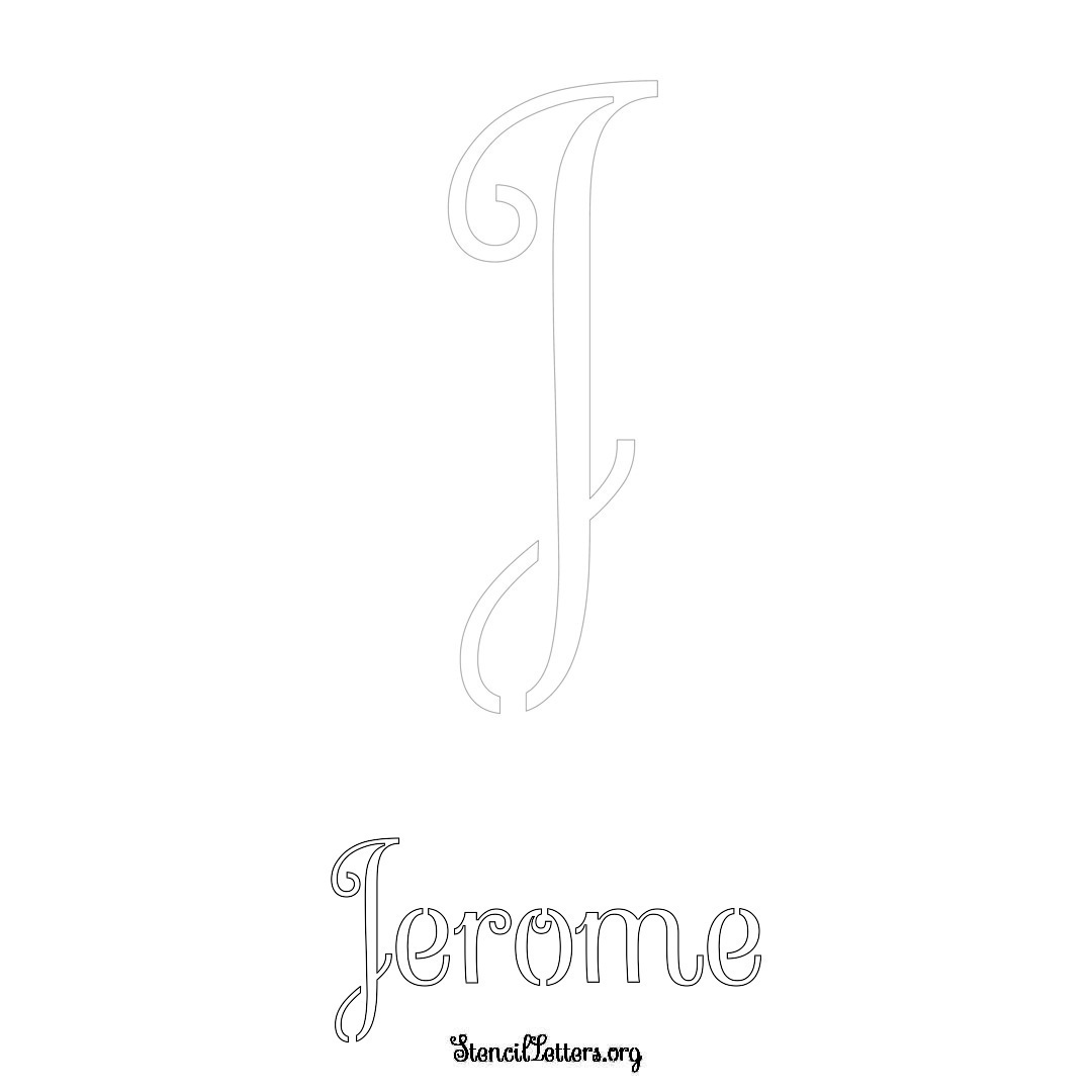 Jerome printable name initial stencil in Ornamental Cursive Lettering