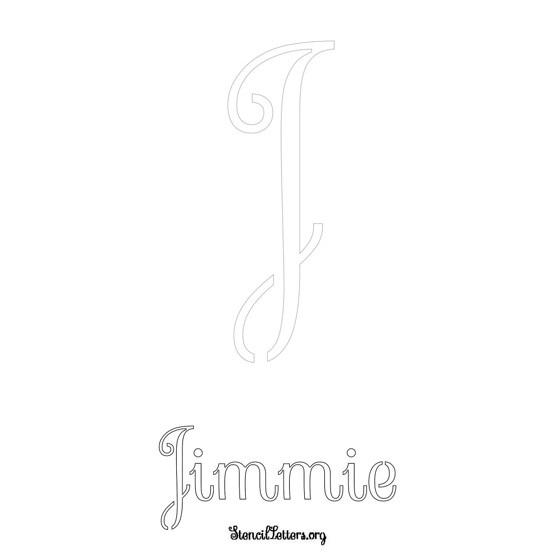 Jimmie printable name initial stencil in Ornamental Cursive Lettering