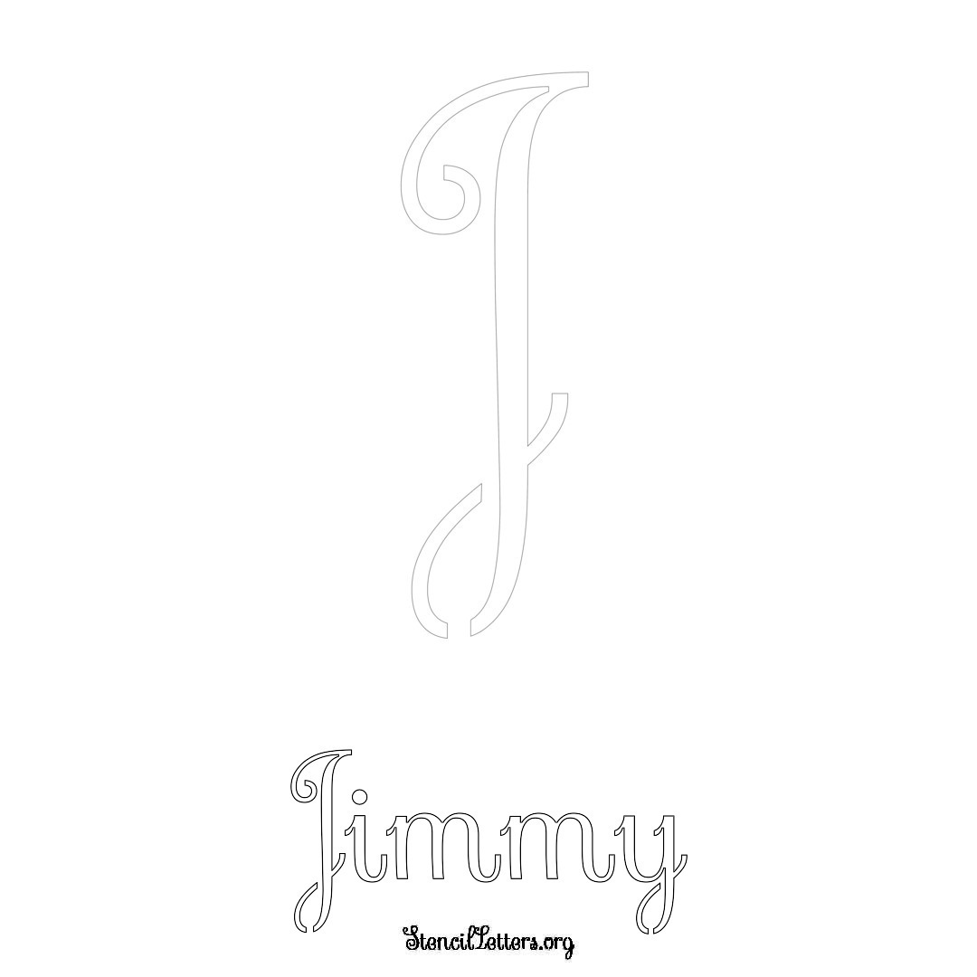 Jimmy printable name initial stencil in Ornamental Cursive Lettering