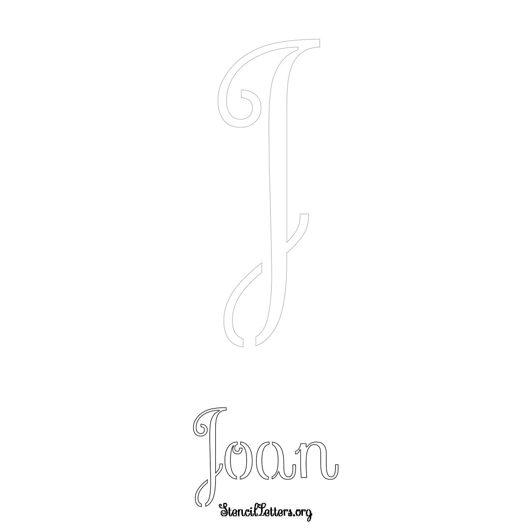 Joan printable name initial stencil in Ornamental Cursive Lettering