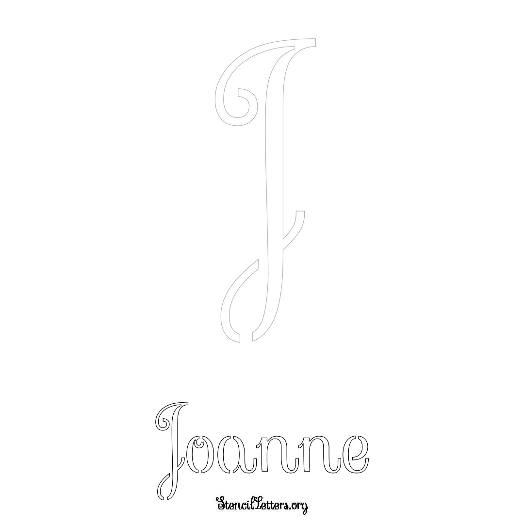 Joanne printable name initial stencil in Ornamental Cursive Lettering