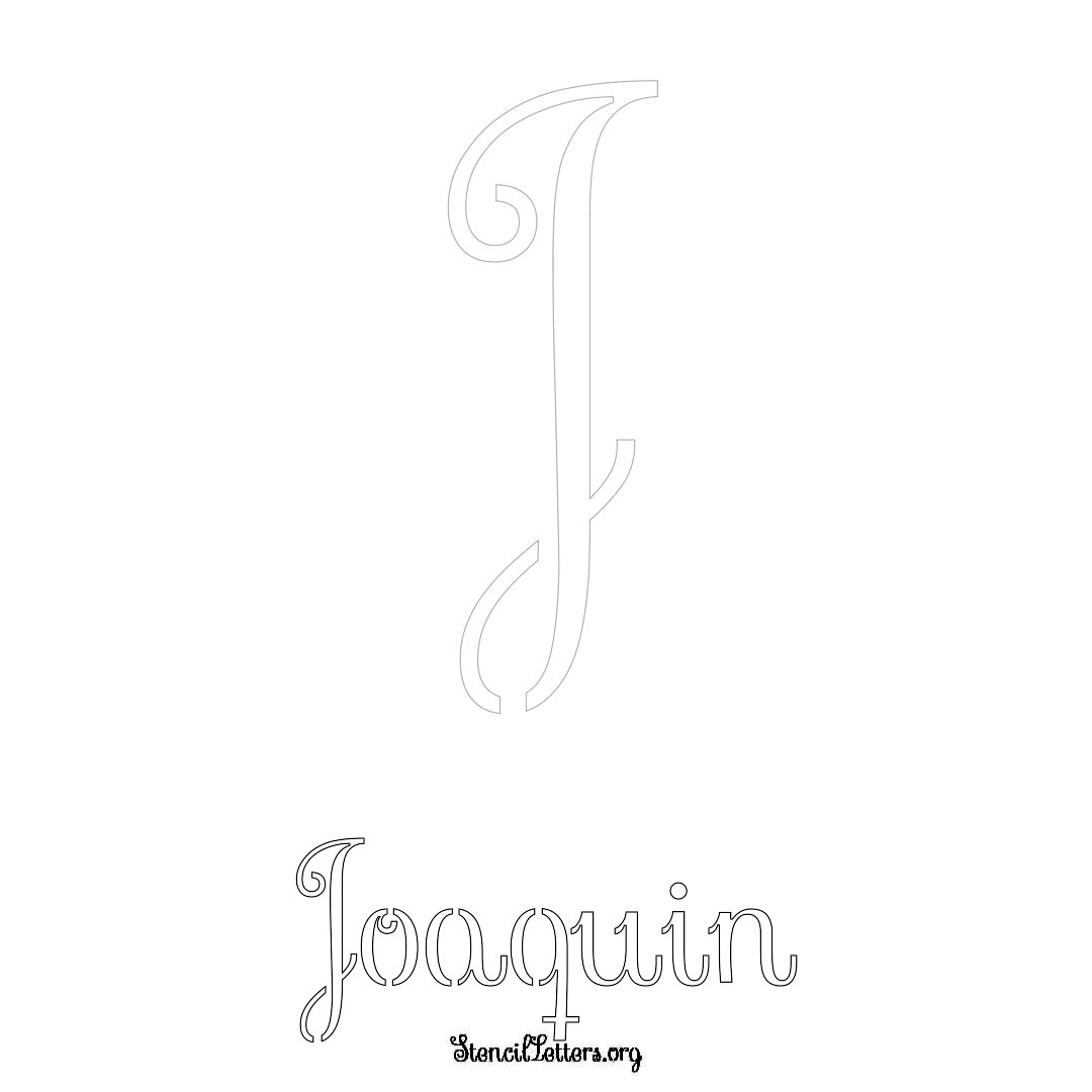 Joaquin printable name initial stencil in Ornamental Cursive Lettering