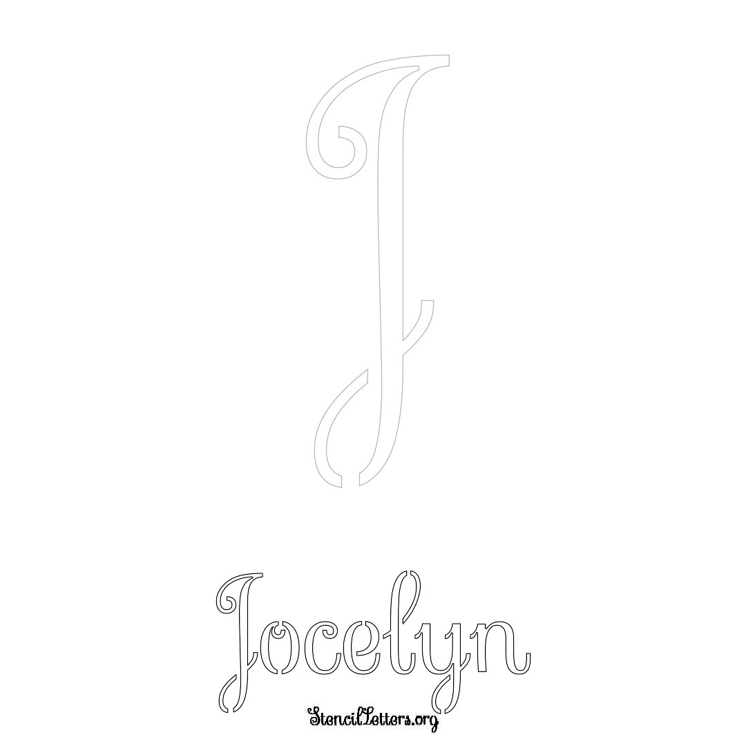 Jocelyn printable name initial stencil in Ornamental Cursive Lettering