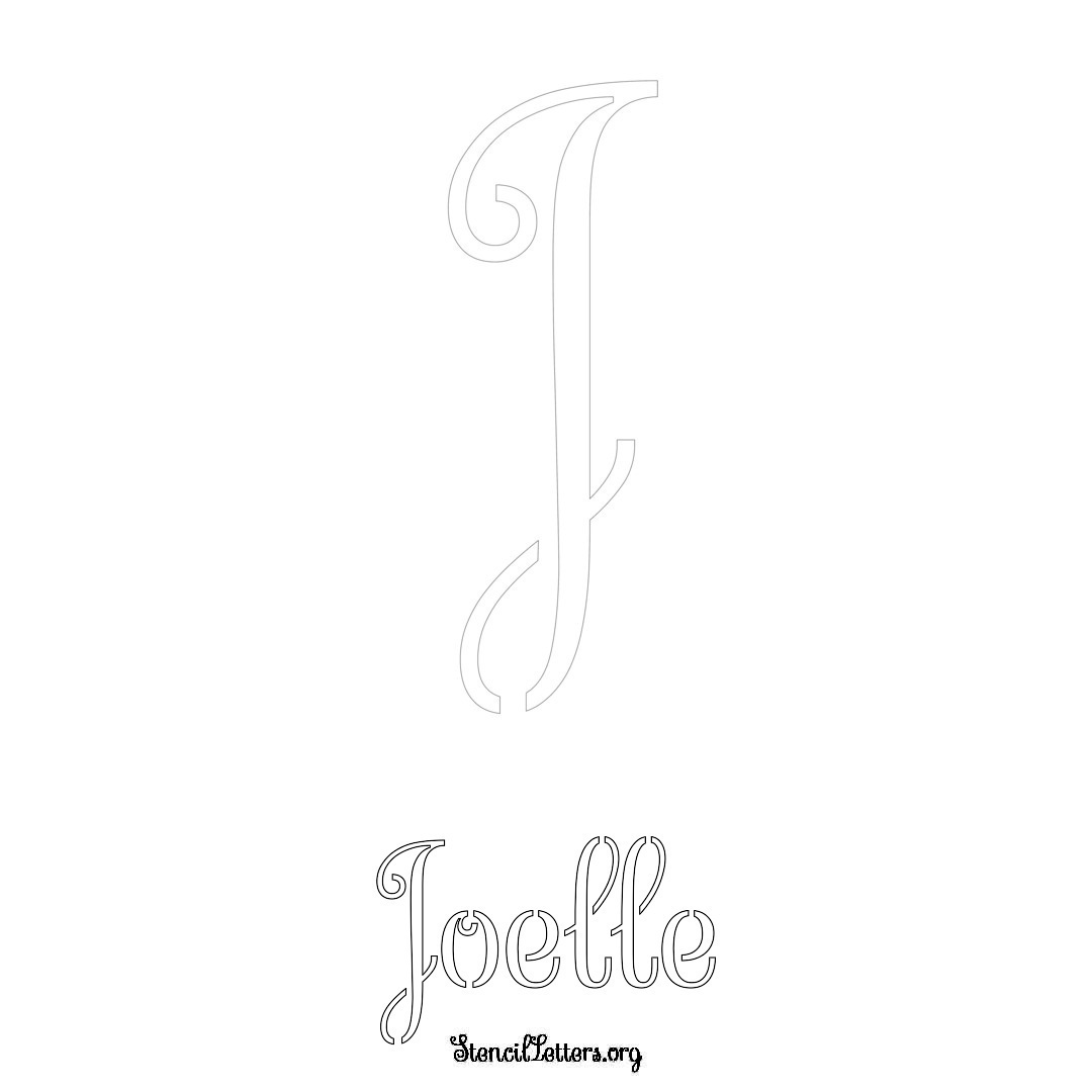 Joelle printable name initial stencil in Ornamental Cursive Lettering