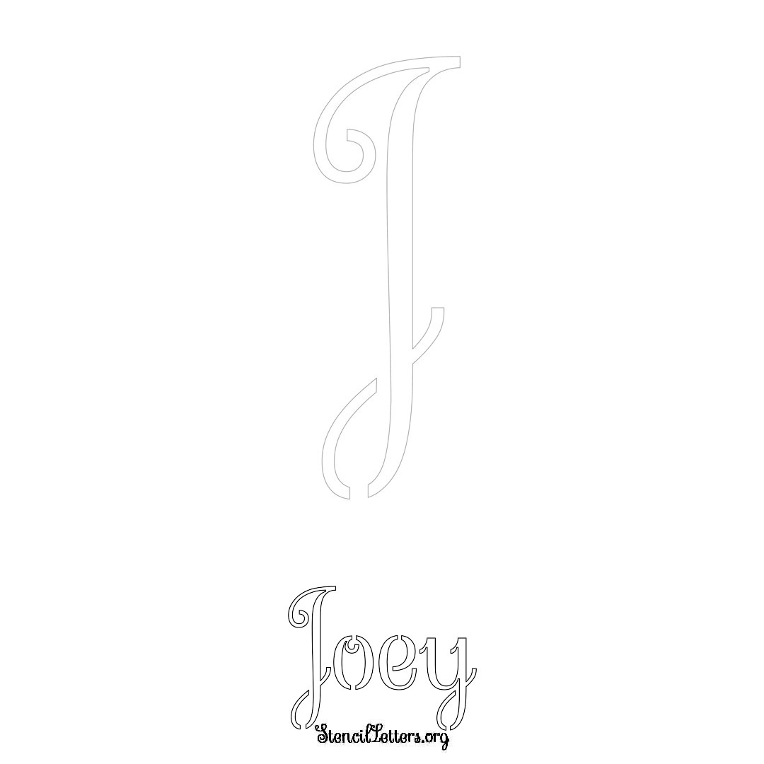 Joey printable name initial stencil in Ornamental Cursive Lettering