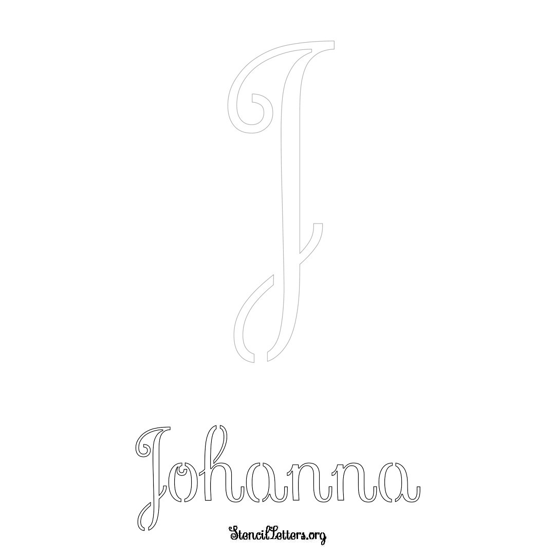 Johanna printable name initial stencil in Ornamental Cursive Lettering