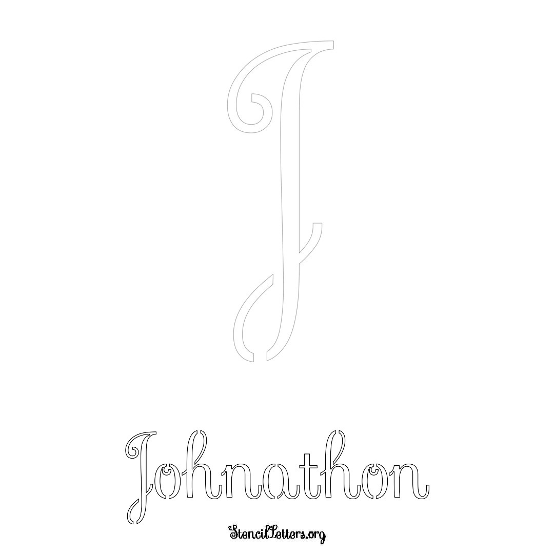 Johnathon printable name initial stencil in Ornamental Cursive Lettering