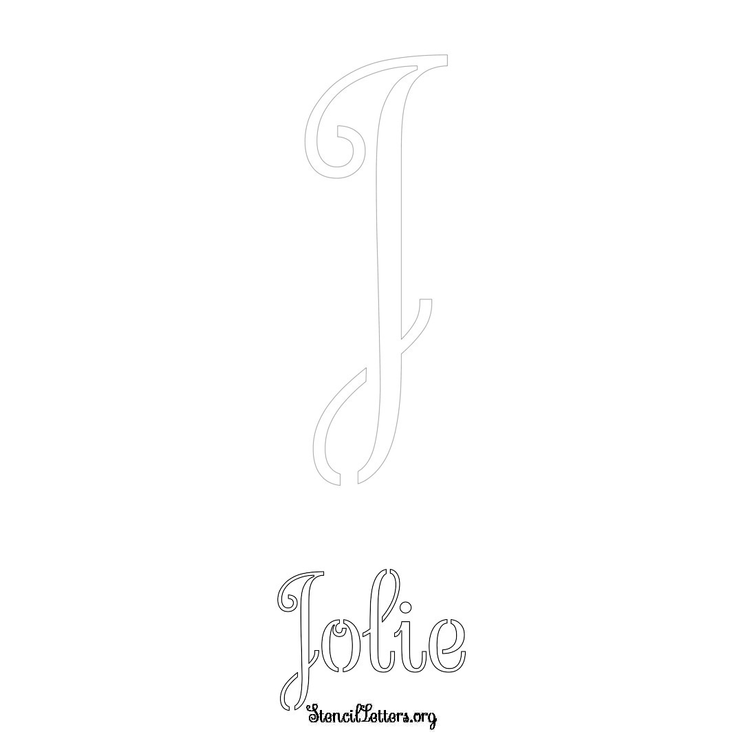 Jolie printable name initial stencil in Ornamental Cursive Lettering