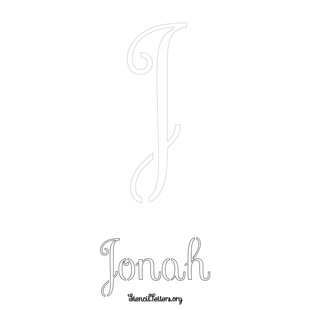 Jonah printable name initial stencil in Ornamental Cursive Lettering