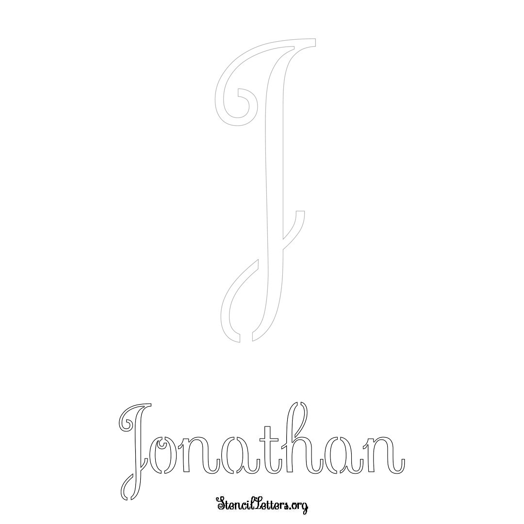Jonathan printable name initial stencil in Ornamental Cursive Lettering