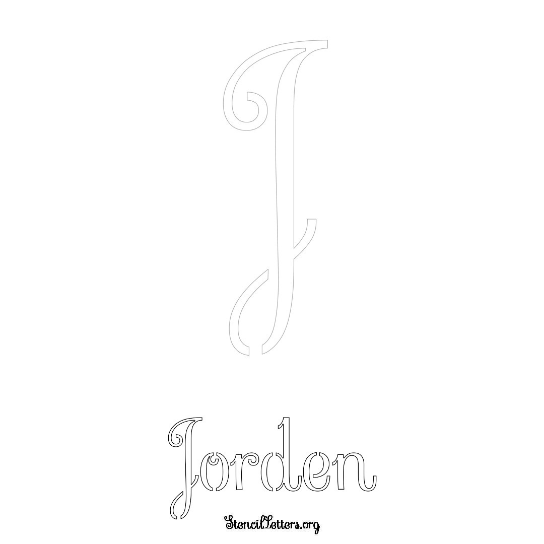 Jorden printable name initial stencil in Ornamental Cursive Lettering