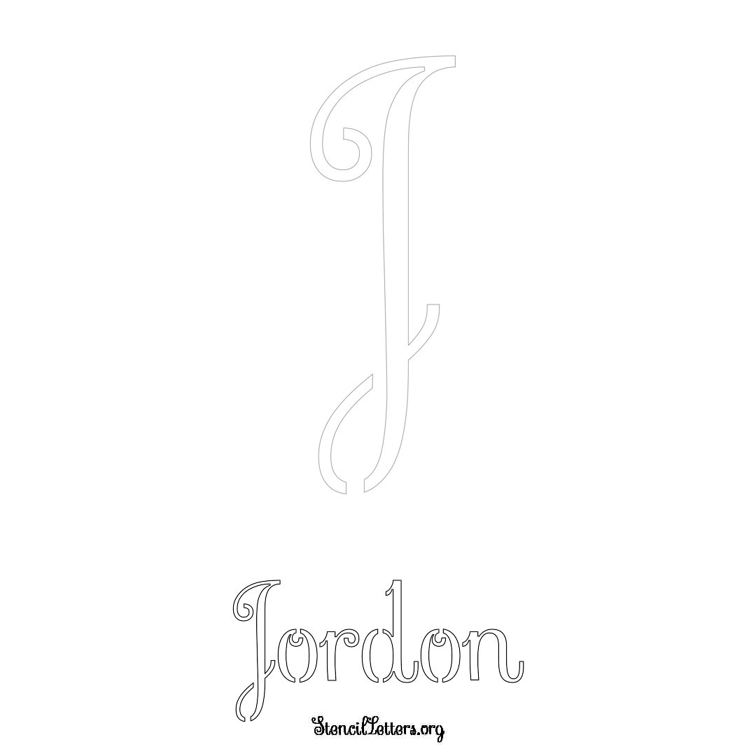 Jordon printable name initial stencil in Ornamental Cursive Lettering