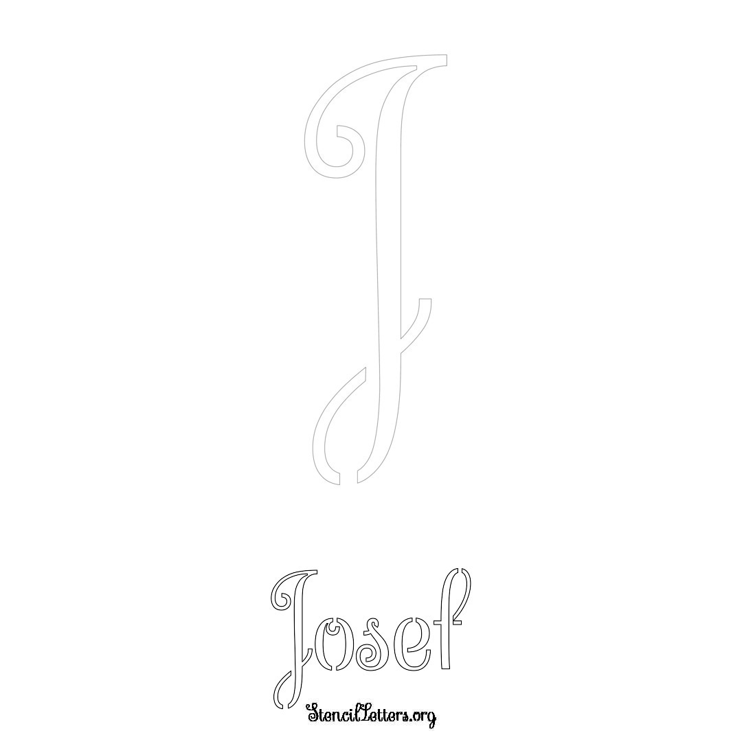 Josef printable name initial stencil in Ornamental Cursive Lettering