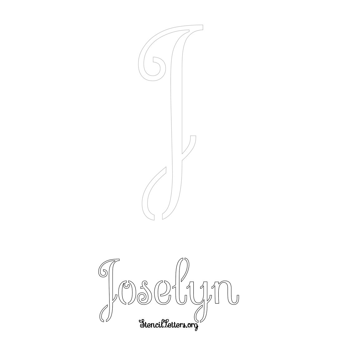 Joselyn printable name initial stencil in Ornamental Cursive Lettering