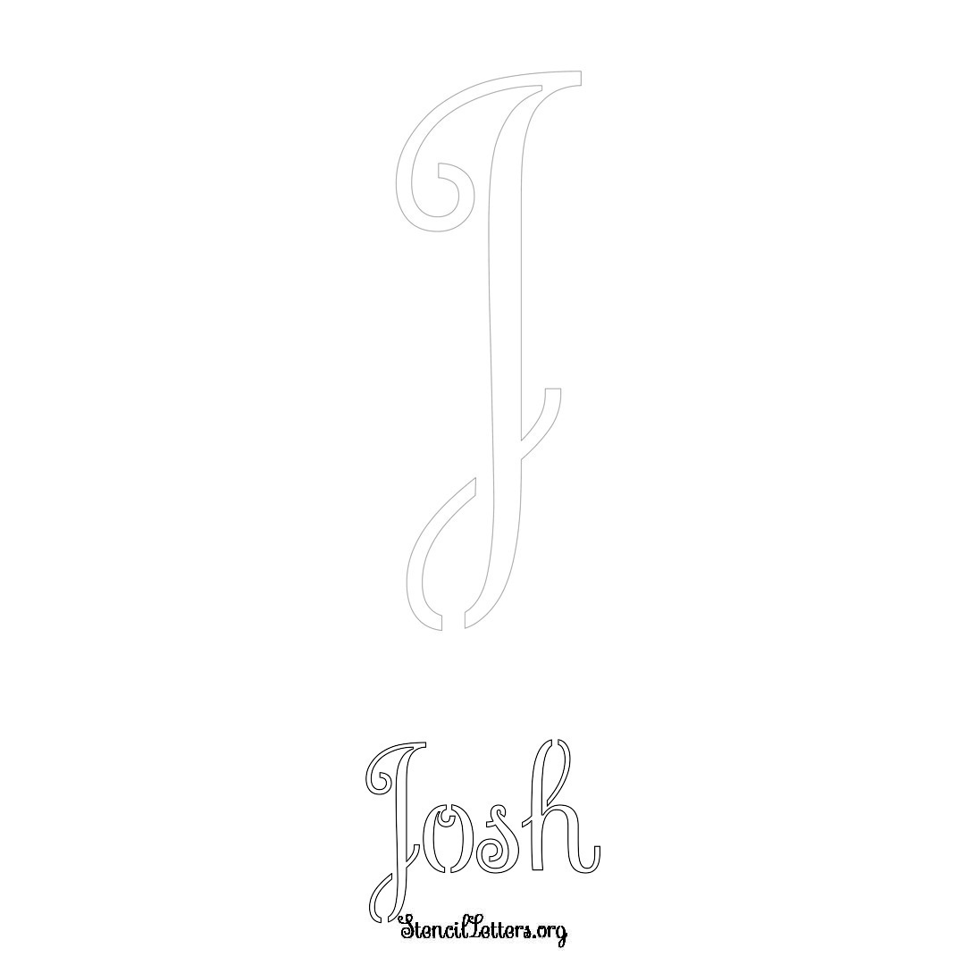 Josh printable name initial stencil in Ornamental Cursive Lettering