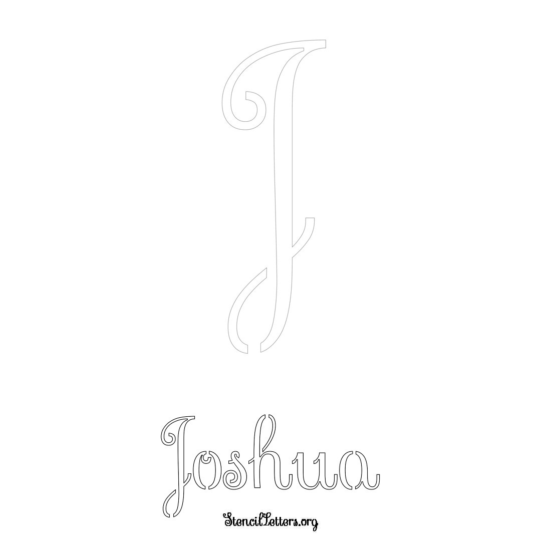 Joshua printable name initial stencil in Ornamental Cursive Lettering