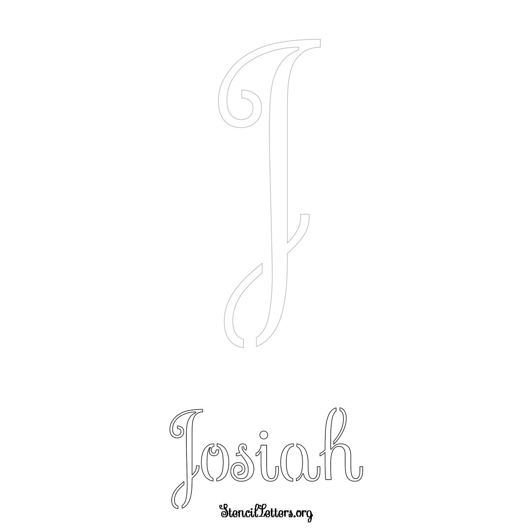 Josiah printable name initial stencil in Ornamental Cursive Lettering