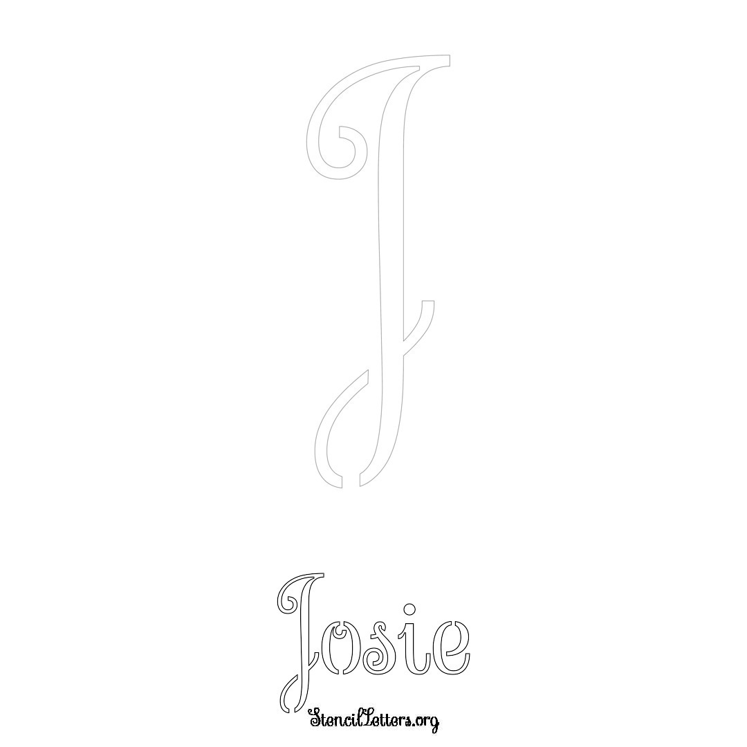 Josie printable name initial stencil in Ornamental Cursive Lettering