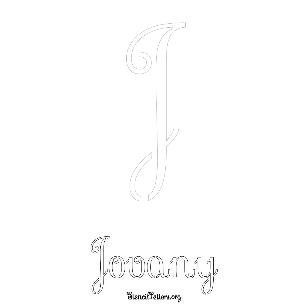 Jovany printable name initial stencil in Ornamental Cursive Lettering