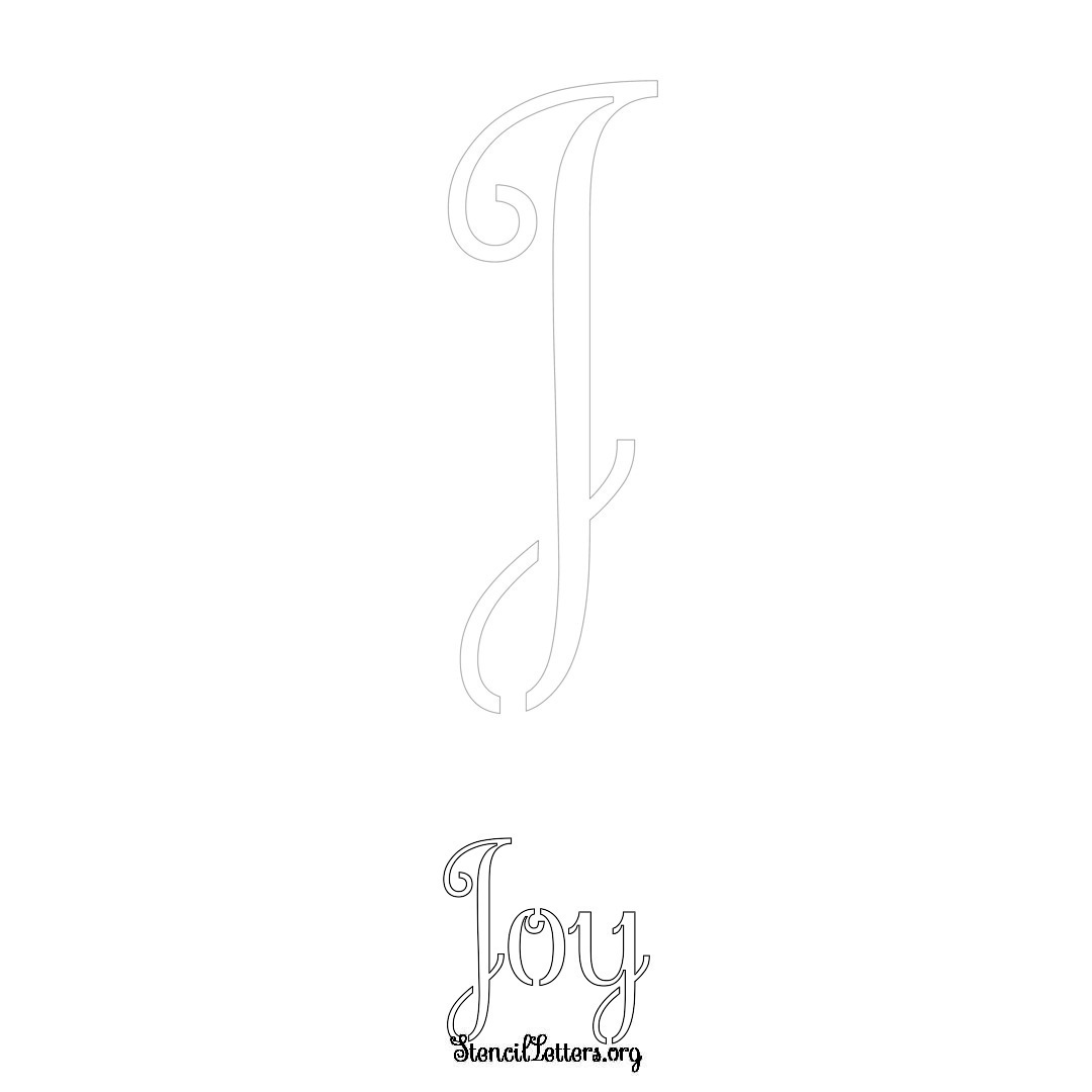 Joy printable name initial stencil in Ornamental Cursive Lettering