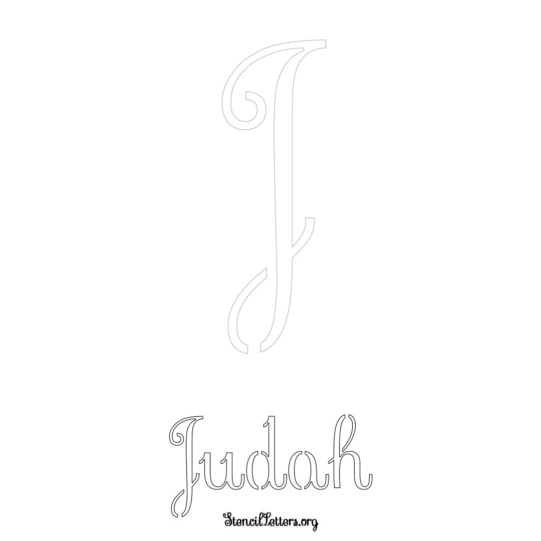 Judah printable name initial stencil in Ornamental Cursive Lettering