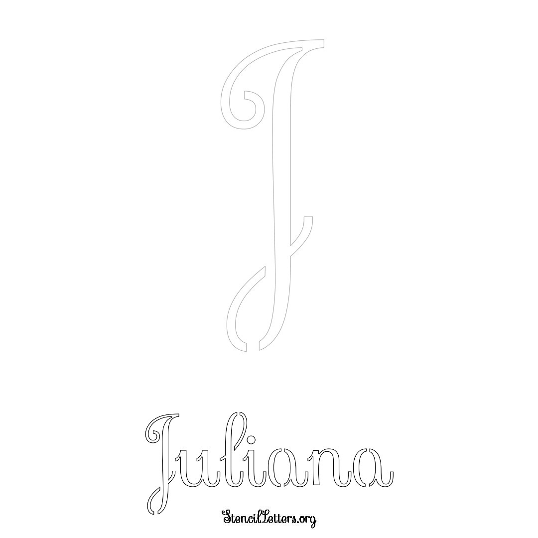 Juliana printable name initial stencil in Ornamental Cursive Lettering