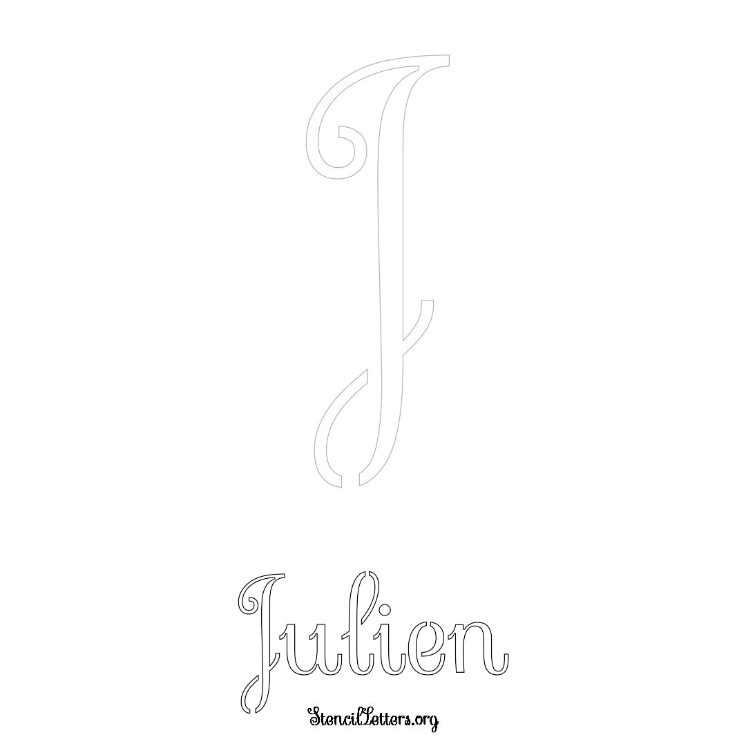 Julien printable name initial stencil in Ornamental Cursive Lettering