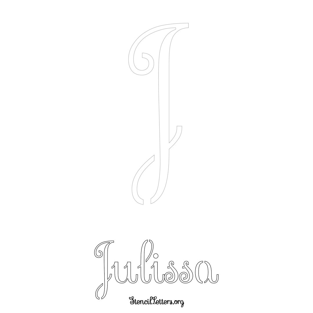 Julissa printable name initial stencil in Ornamental Cursive Lettering