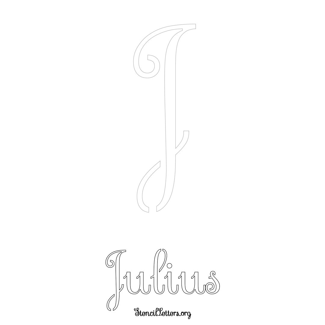 Julius printable name initial stencil in Ornamental Cursive Lettering