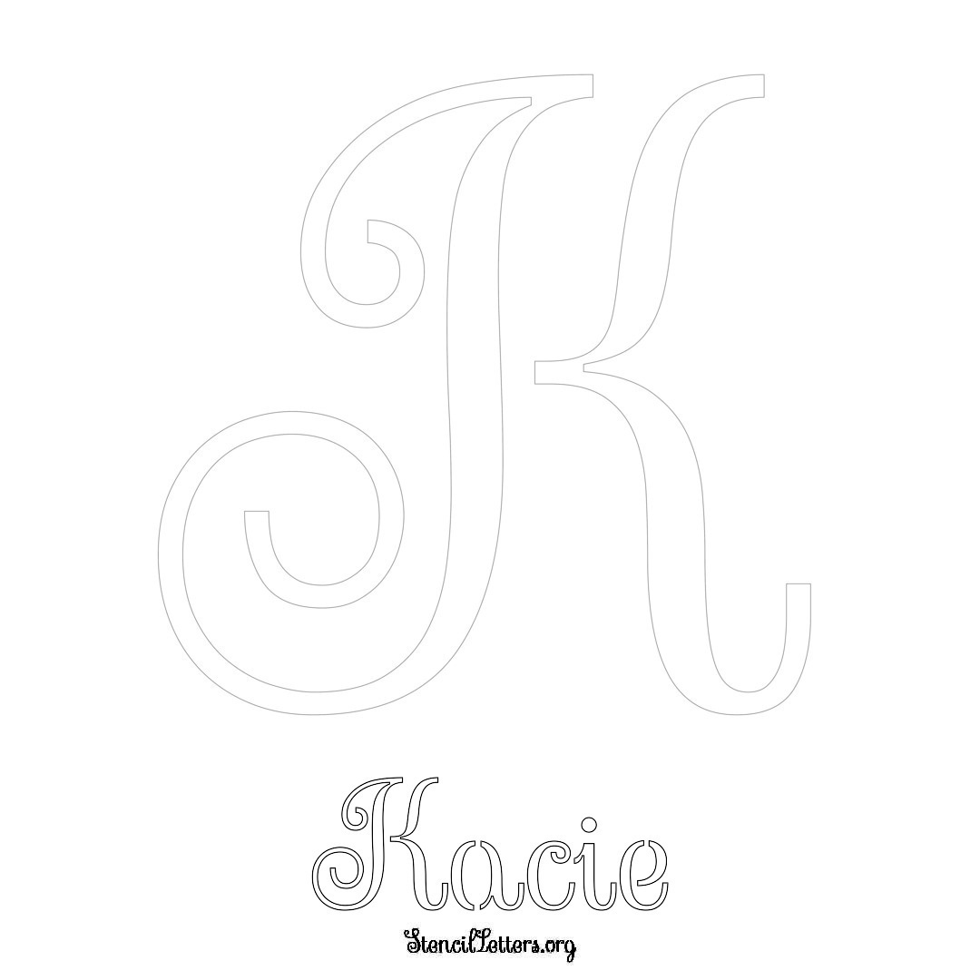 Kacie printable name initial stencil in Ornamental Cursive Lettering