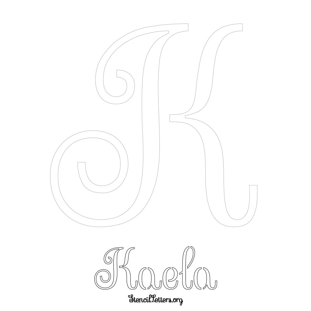 Kaela printable name initial stencil in Ornamental Cursive Lettering