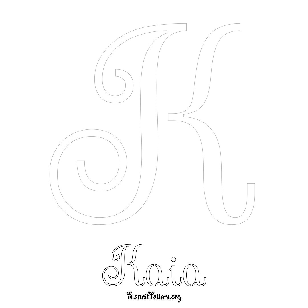 Kaia printable name initial stencil in Ornamental Cursive Lettering