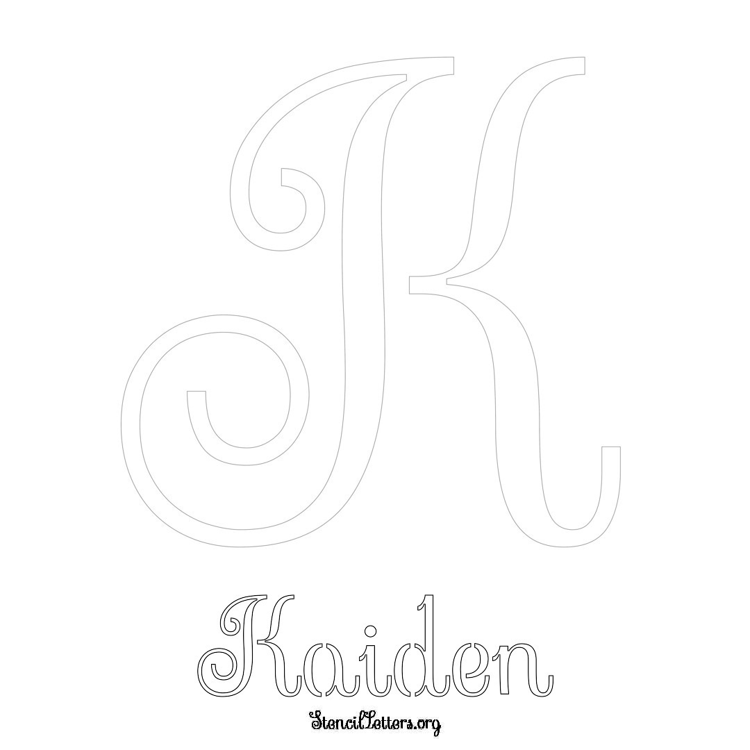 Kaiden printable name initial stencil in Ornamental Cursive Lettering