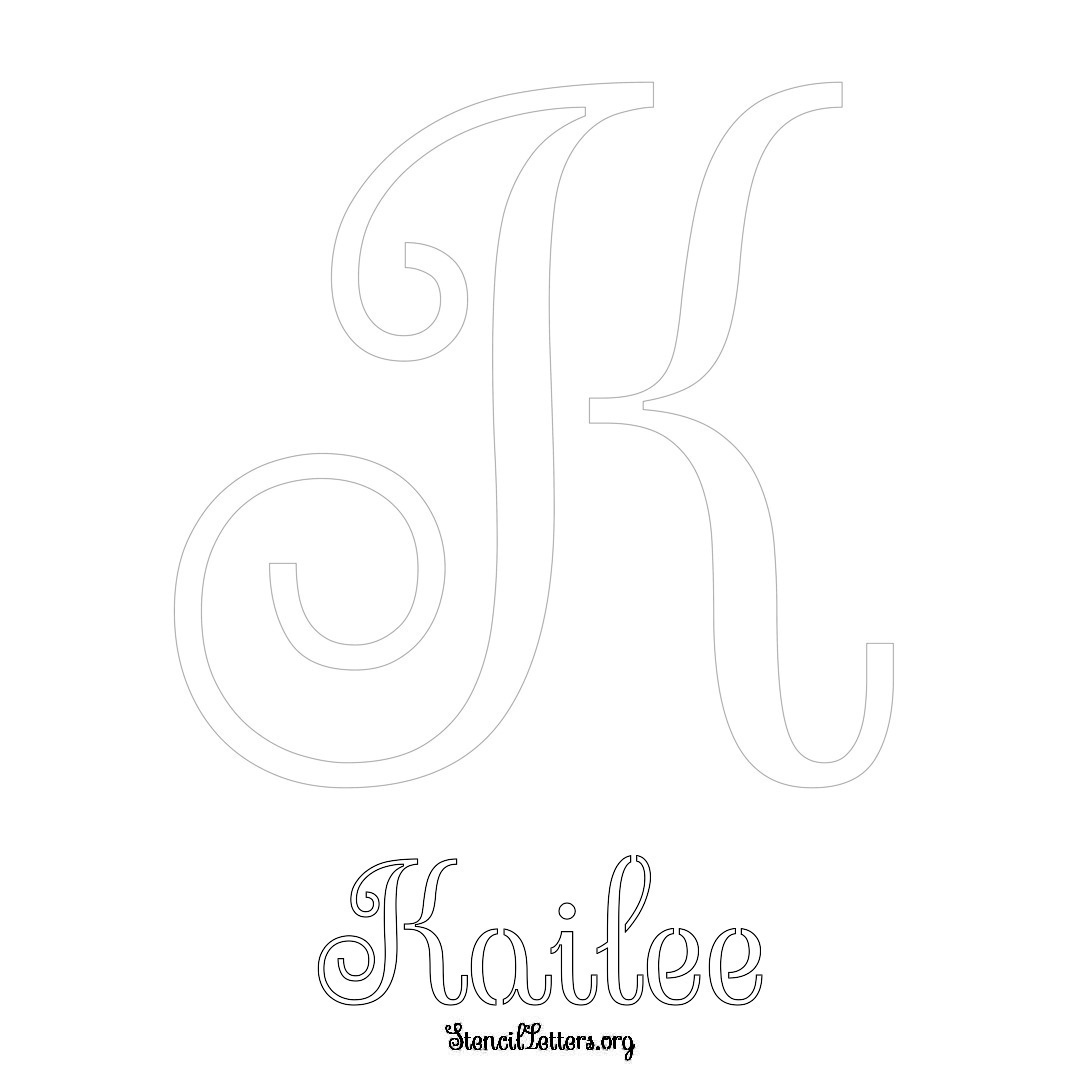 Kailee printable name initial stencil in Ornamental Cursive Lettering