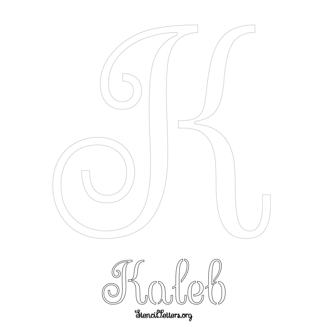 Kaleb printable name initial stencil in Ornamental Cursive Lettering