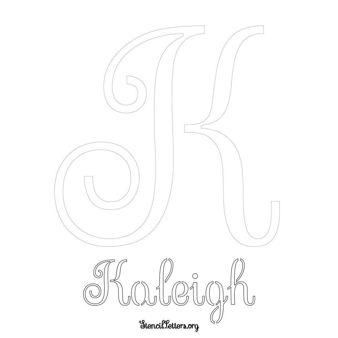 Kaleigh printable name initial stencil in Ornamental Cursive Lettering