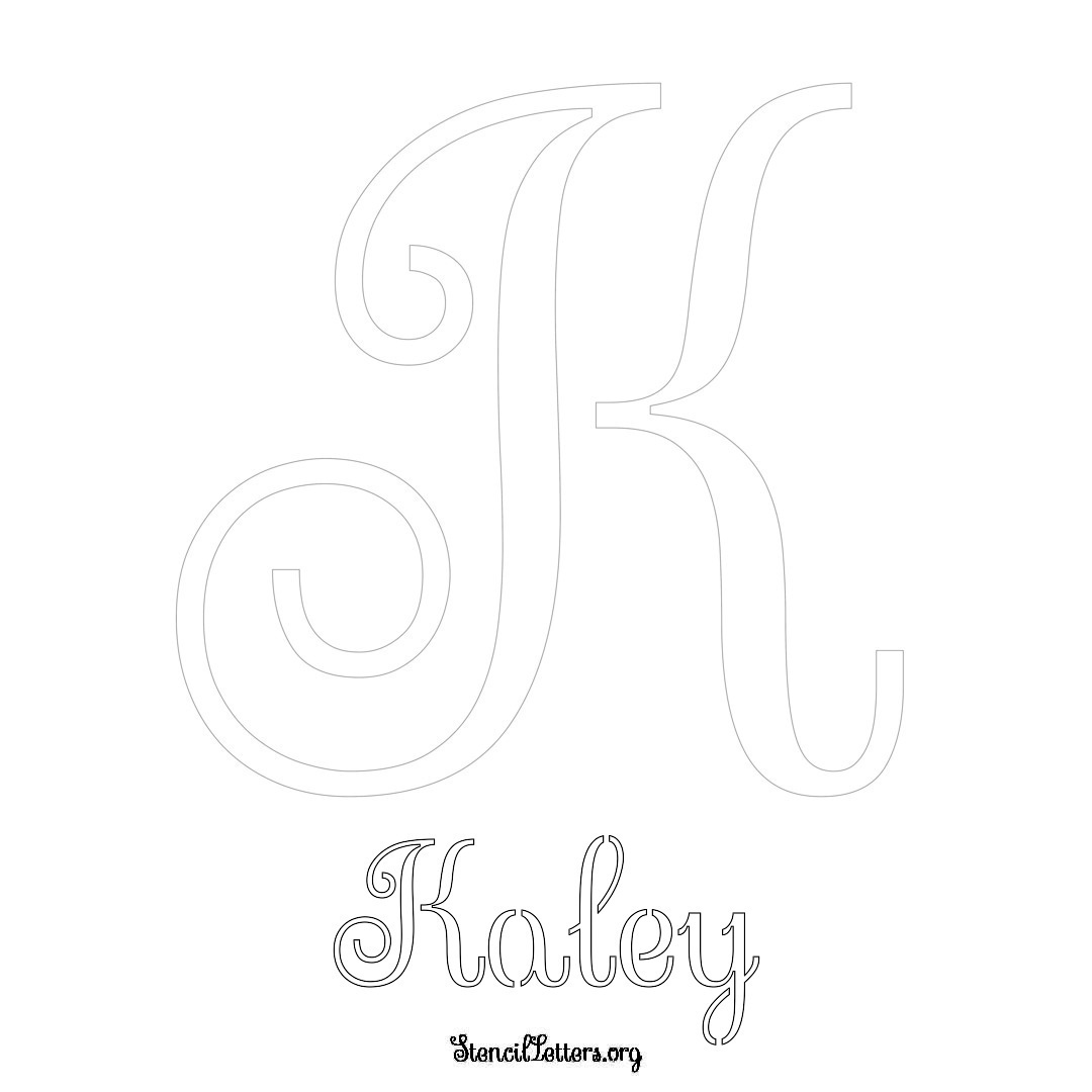 Kaley printable name initial stencil in Ornamental Cursive Lettering